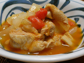 鶏もも肉のトマトジュース簡単煮込み