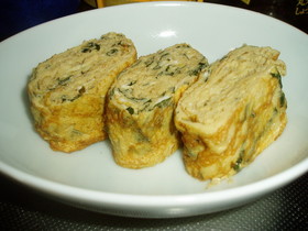 大葉にんにく醤油入り卵焼き