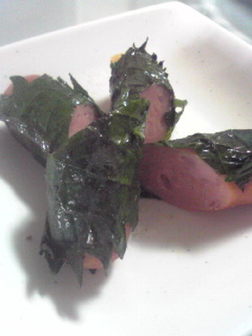お弁当に♬ウィンナーのマヨ青じそ巻き