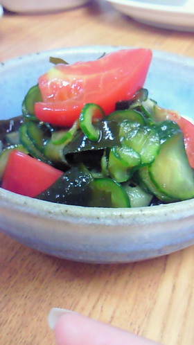 ポン酢で☆トマトときゅうりの酢の物