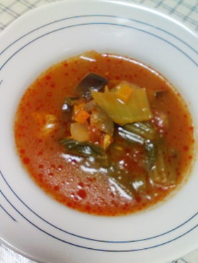 野菜たっぷり☆えびトマトスープ