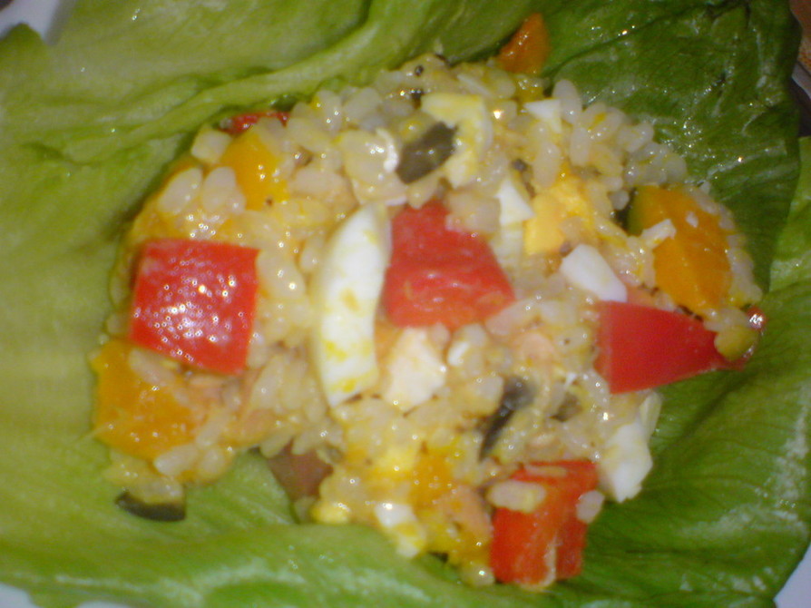 夏の彩り☆南瓜とパプリカのお米のサラダの画像