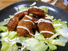 お豆で唐揚げ☆