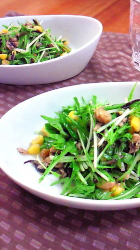栄養満点!水菜とひじきのサラダ