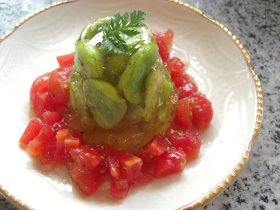 ヘルシー★焼きそら豆のゼリー寄せ