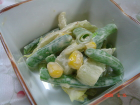 白菜といんげんの柚子ゴママヨ和え