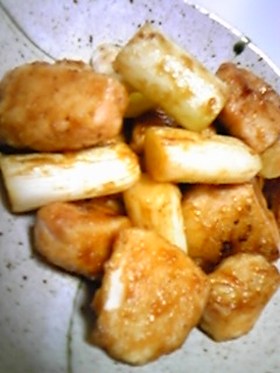 焼き鳥のたれで☆簡単胸肉とねぎの甘辛炒め