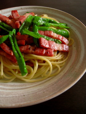 しし唐とベーコンのパスタ