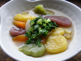 カラフル&ぷるぷる♪野菜たっぷりすいとん
