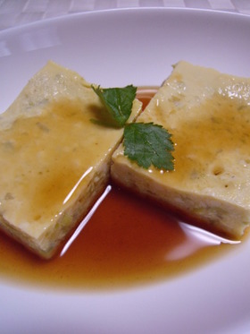 ♡そら豆入り玉子豆腐の和風甘酢あんかけ