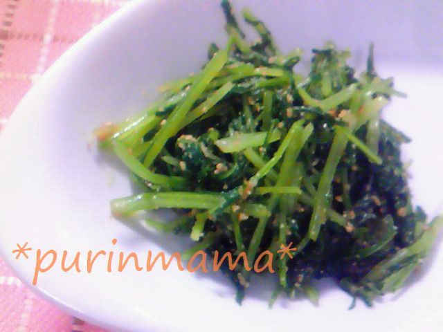 ☆我が家のお弁当おかず②水菜のごま和え☆の画像