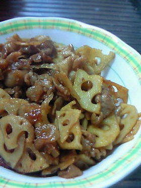 ご飯が進む進む↑甘辛豚レンコン☆