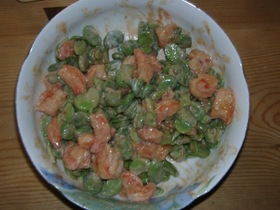 海老とそら豆のオーロラソース☆