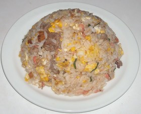 ステーキソースで川海老&牛肉チャーハン