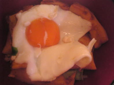 高野豆腐のピリ辛焼きの卵丼の写真