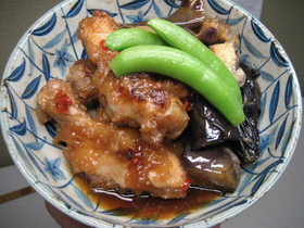 手羽元と茄子の揚げ煮