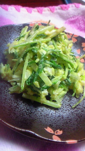 水菜とキャベツと卵のサラダ