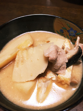 酒粕を使った筍のみそ汁(孟宗汁)
