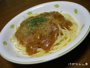 残り物のカレーで☆ミートソースパスタの写真