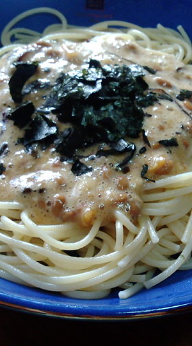 混ぜるだけ!簡単ふわふわ☆納豆パスタ