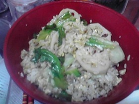 蓮根レタスチャーハン