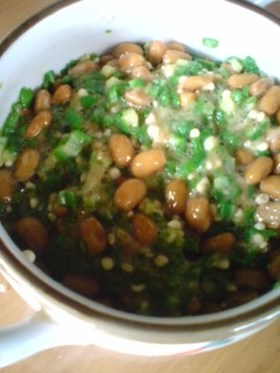 オクラ&納豆めんつゆ和え