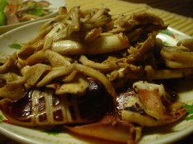 舞茸とイカの追いバター焼き