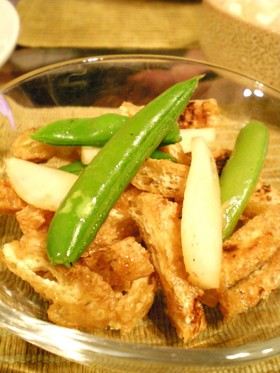 ✿スナップえんどうと油揚げのからし和え✿