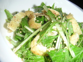 すぐできる水菜と油揚げの和風サラダ