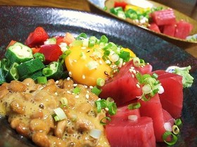 居酒屋メシ♥マグロ&納豆バクダン☆