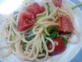 クレソンといかわたのパスタ