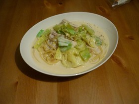 キャベツの簡単クリームパスタ