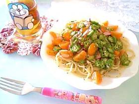 トマトとオクラの冷製パスタ