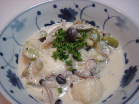 おからニョッキwithそら豆クリーム煮