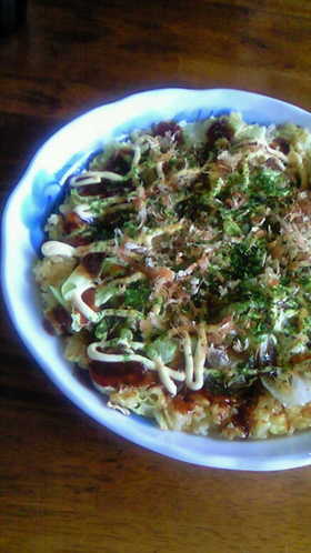 レタスたっぷり♪ ごはんでお好み焼き☆
