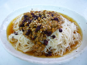 カリカリ梅と納豆そうめん☆