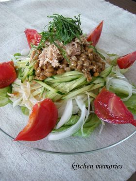 納豆乗せでぶっかけぽん♪