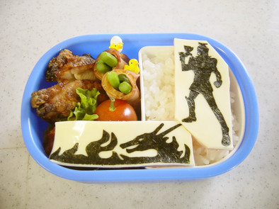 ファイアー1＆ドラゴン☆シルエットお弁当の写真