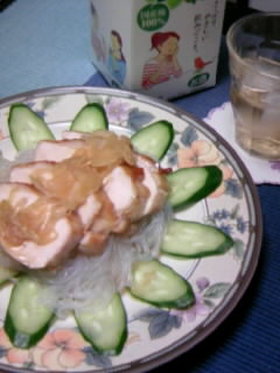 鶏むね肉のさっぱりサラダ添え