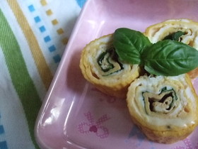 フレッシュバジルとチーズの玉子焼き❤