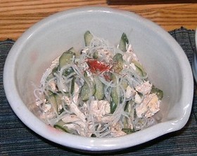 鶏ささみと春雨の胡麻だれ和え