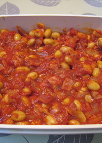 大豆とベーコンのトマト煮