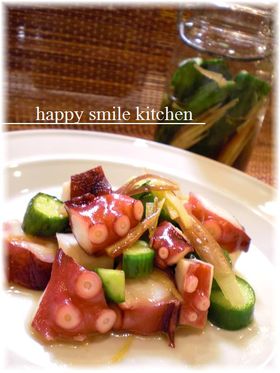 夏野菜のサワー漬けdeタコの和え物♪