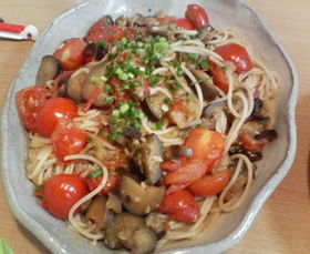 ナスとホールトマトだけで美味しいパスタ