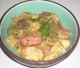 大和芋でカルボナーラジャーマンポテト風