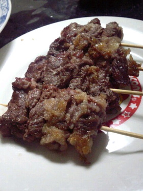 牛薄切り肉でジューシー串焼き♪