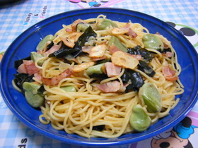 そら豆の和風ペペロンチーニ