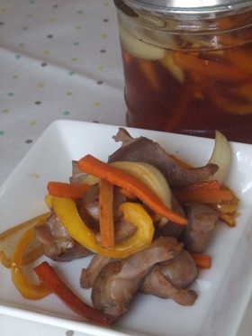 サワー漬けの野菜と砂肝の酢っぱ炒め☆