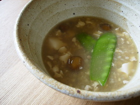 なめことむき蕎麦の味噌汁