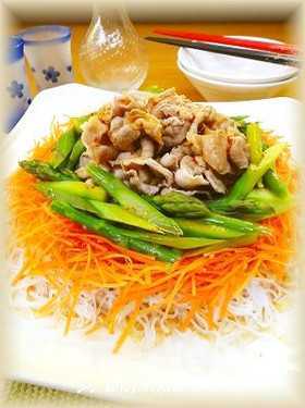 春雨とたっぷり野菜のピリ辛ぶっかけぽん♪